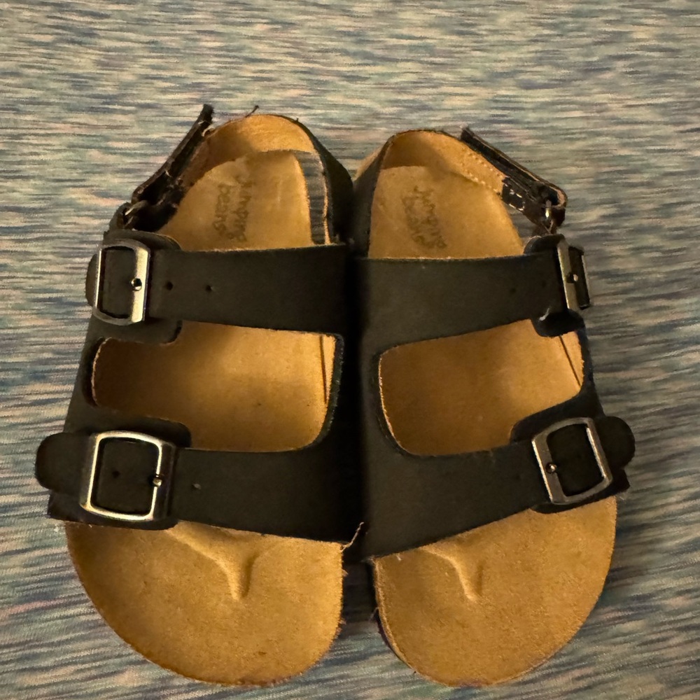 Jumping Beans Black and Tan Sandals with Adjustable Straps